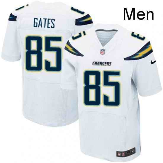Men Nike Los Angeles Chargers 85 Antonio Gates Elite White NFL Jersey